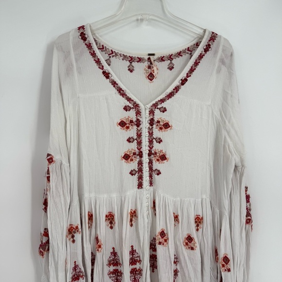 Free People Arianna Embroidered Tunic Top /mini Dress Size Medium Women’s White - Picture 7 of 13